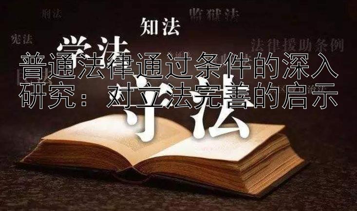 普通法律通过条件的深入研究：对立法完善的启示