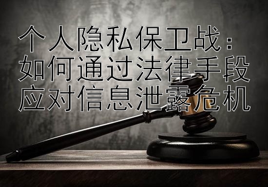 个人隐私保卫战：如何通过法律手段应对信息泄露危机