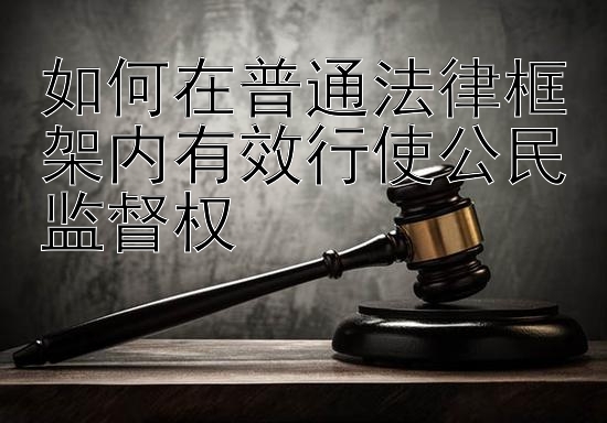 如何在普通法律框架内有效行使公民监督权