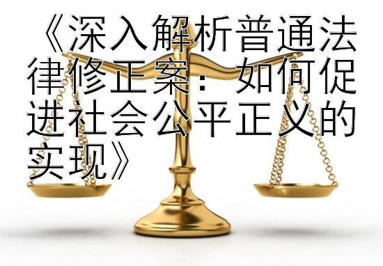 《深入解析普通法律修正案：如何促进社会公平正义的实现》