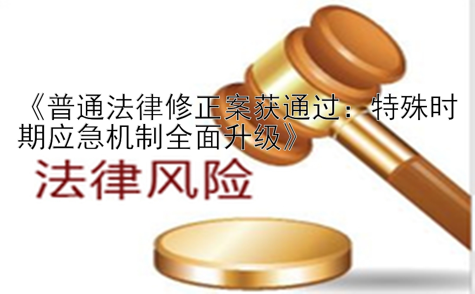 《普通法律修正案获通过：特殊时期应急机制全面升级》